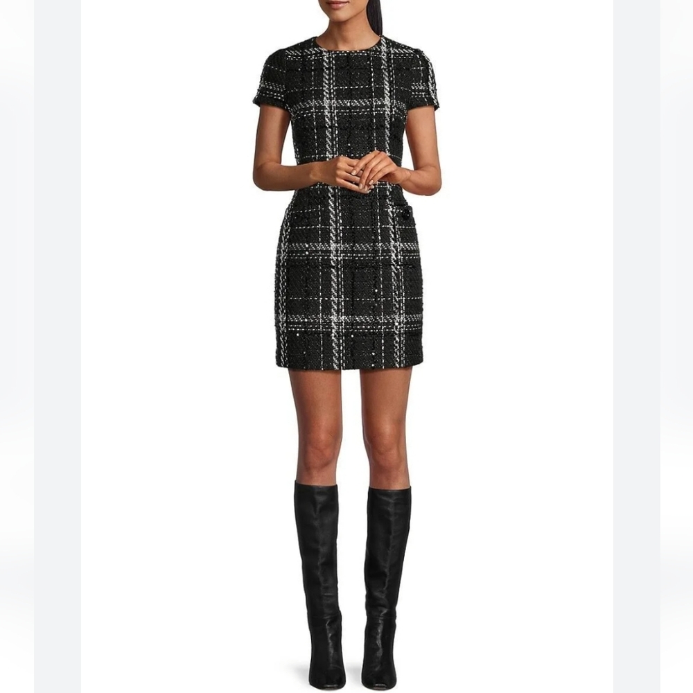 NWT Plaid Black and White Mini Dress